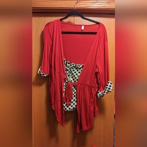 Red mock layered top